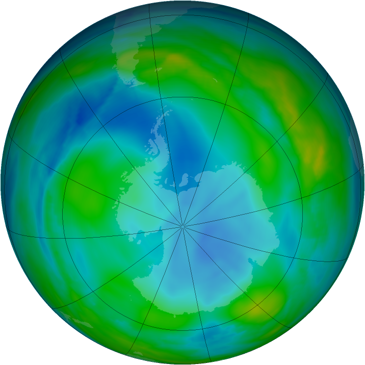 Antarctic ozone map for 12 June 2007